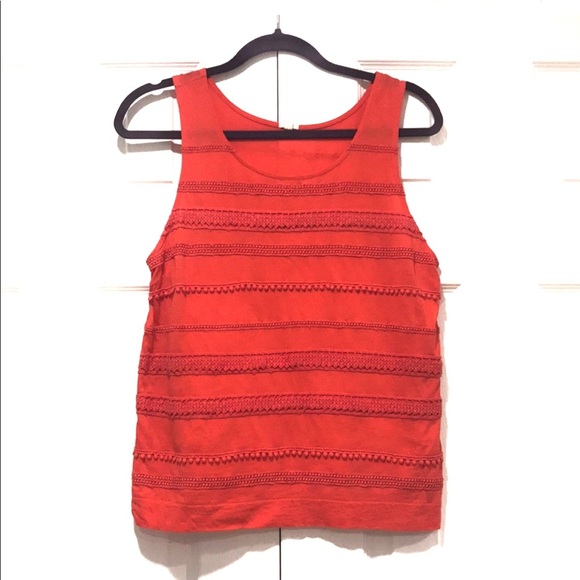 J. Crew Tops - J Crew Orange lace Sleeveless Tank Top Sz S